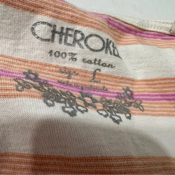 Cherokee spaghetti straps summer top White with Orange and Pink Stripes - Picture 3 of 10